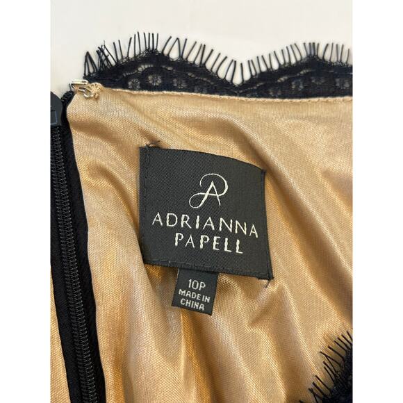 NWT Adriana Papell Black Lace Midi Floral Dress Womens 10P Party Holiday Wedding - Picture 11 of 16